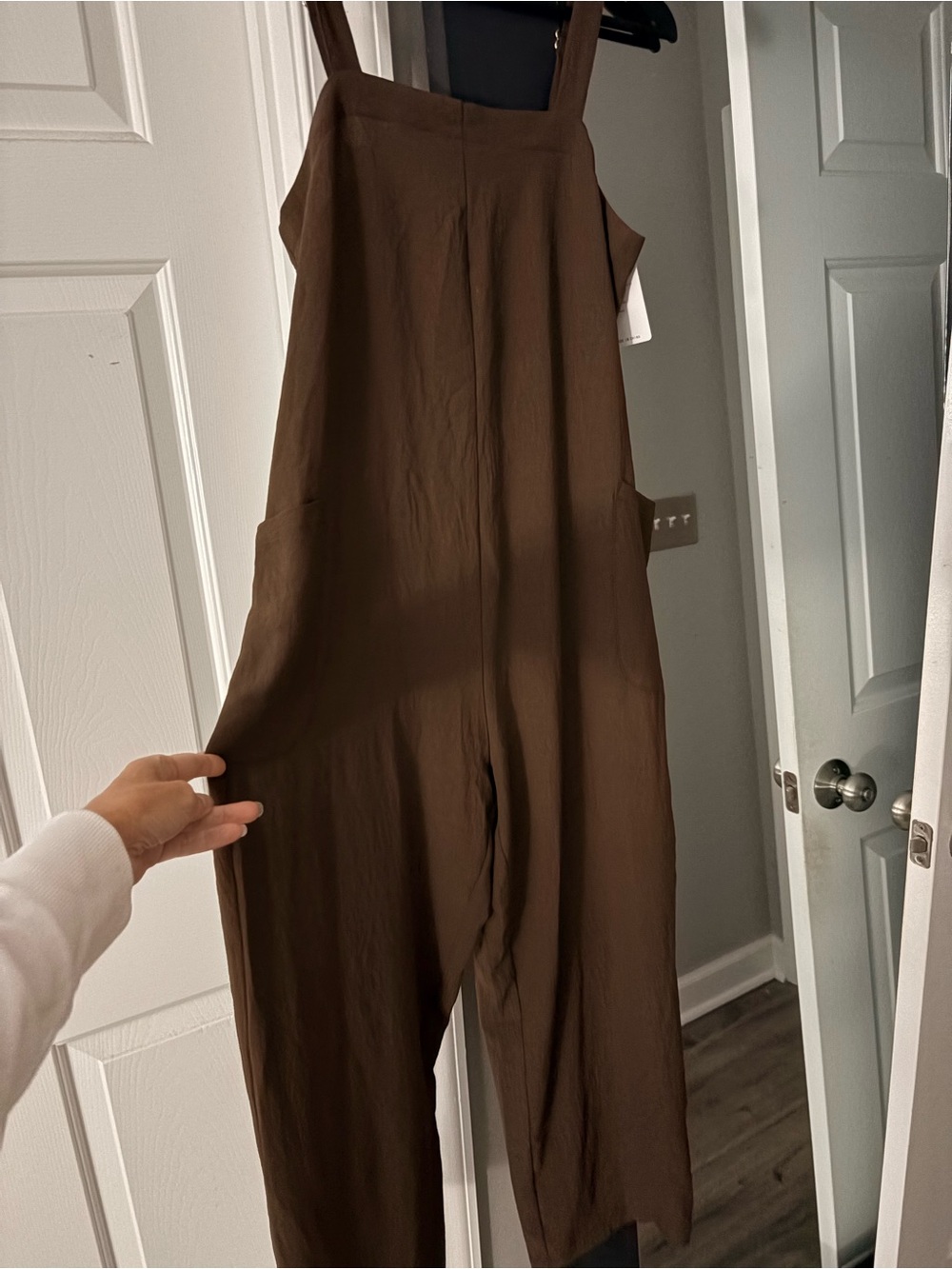 Women’s Brown Sleeveless Jumpsuit Bodysuit - Relaxed Overalls Style
